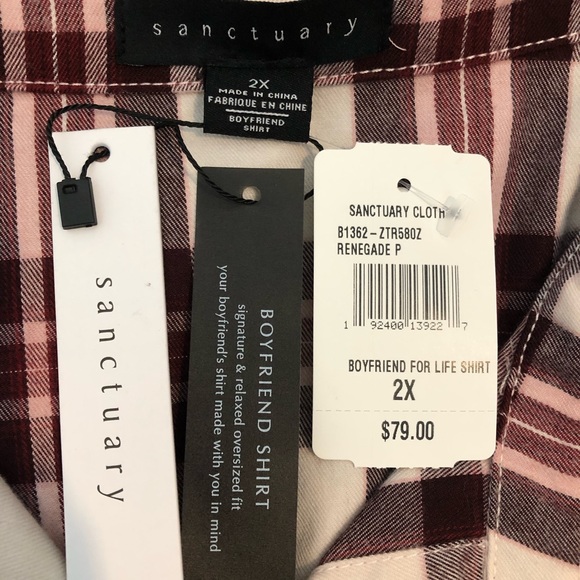 Sanctuary Boyfriend For Life Renegade Plaid Button Down Shirt. NWT! Sz S To 3X - Picture 10 of 13